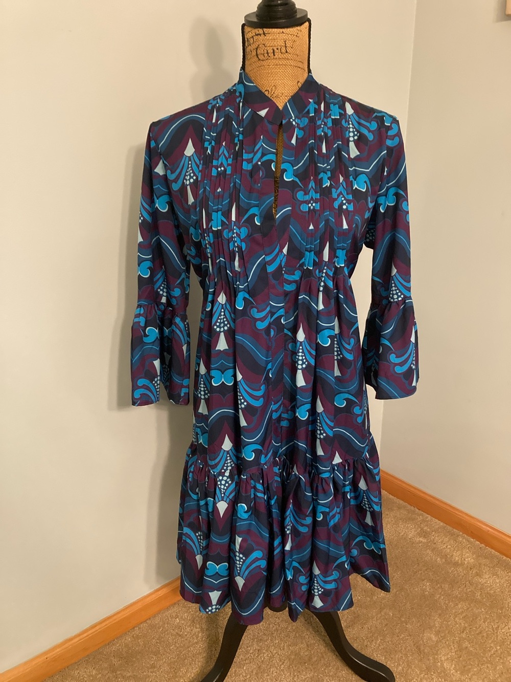 Area Stars Blue & Purple Swirl Baby Doll Dress Women Size Medium